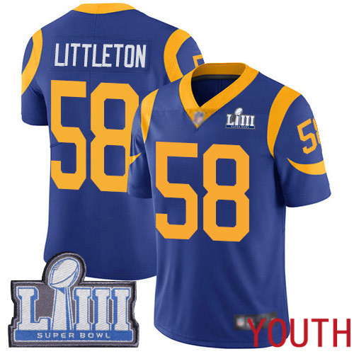 Los Angeles Rams Limited Royal Blue Youth Cory Littleton Alternate Jersey NFL Football #58 Super Bowl LIII Bound Vapor Untouchable